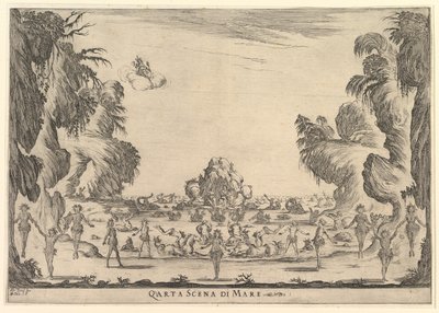 المشهد الرابع ، البحر ، من زواج الآلهة Le nozze degli Dei ، 1637. بواسطة ستيفانو ديلا بيلا