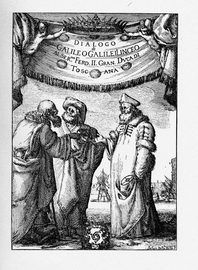 صورة للحوار حول النظامين العالميين الرئيسيين بقلم جاليليو جاليلي ، 1632 بواسطة ستيفانو ديلا بيلا