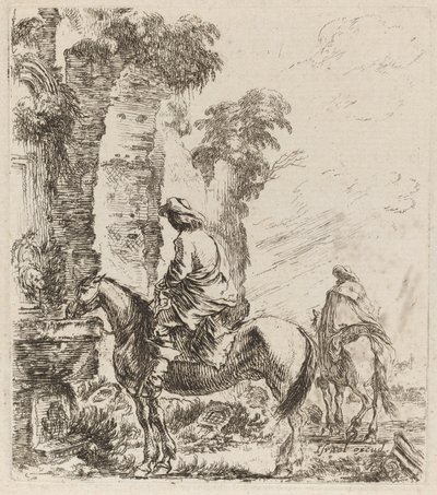 منظر طبيعي مع فرسان ، 1646. بواسطة ستيفانو ديلا بيلا