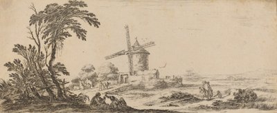 منظر طبيعي مع طاحونة هوائية ، في عام 1647 أو قبله. بواسطة ستيفانو ديلا بيلا