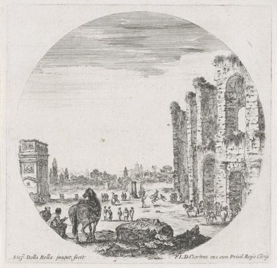 منظر طبيعي مع الكولوسيوم وقوس قسنطينة مناظر طبيعية وأطلال في روما (عنوان السلسلة) Paysages et ruines de Rome (عنوان السلسلة) بواسطة فرانسوا لانجلوا