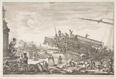 تحميل لوح من مناظر ميناء ليفورنو دو بورت دو ليفورن 1654-55. بواسطة ستيفانو ديلا بيلا