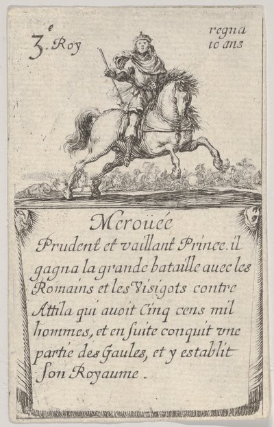 Meroüée Prudent et vaillant ... ، من Game of the Kings of France Jeu des Rois de Fran ... ، 1644. بواسطة ستيفانو ديلا بيلا