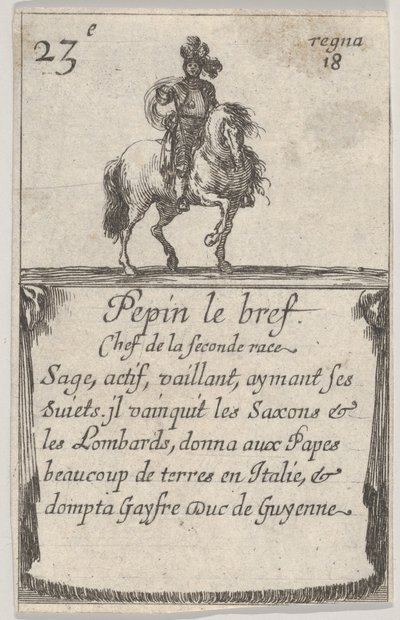 Pepin le brev Chef de la second race ...، from Game of the Kings of France Jeu des Ro ...، 1644. بواسطة ستيفانو ديلا بيلا