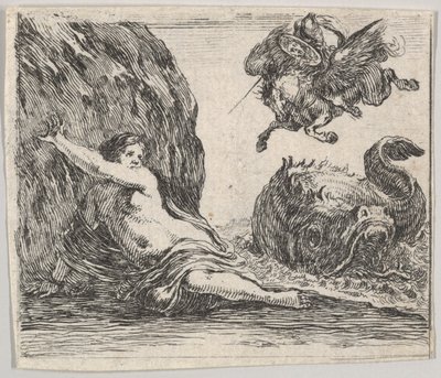 بيرسيوس وأندروميدا ، من Game of Mythology Jeu de la Mythologie ، 1644. بواسطة ستيفانو ديلا بيلا