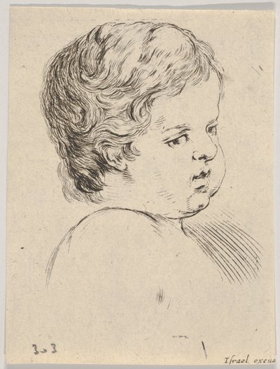 اللوحة 12: رأس طفل ، من كتاب التعلم لرسم Livre pour Apprendre ...، ca. 1649. بواسطة ستيفانو ديلا بيلا