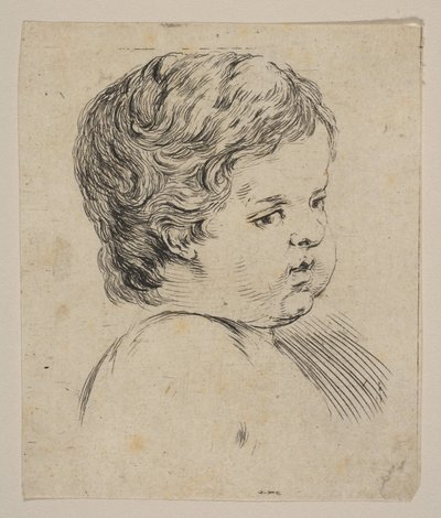 اللوحة 12: رأس طفل ، من كتاب التعلم لرسم Livre pour Apprendre ...، ca. 1649. بواسطة ستيفانو ديلا بيلا