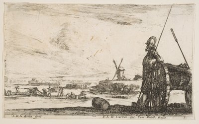 اللوحة 5: بيكمان يقف بجانب مدفع ، شخصيات عسكرية أخرى ... ، كاليفورنيا. 1641. بواسطة ستيفانو ديلا بيلا