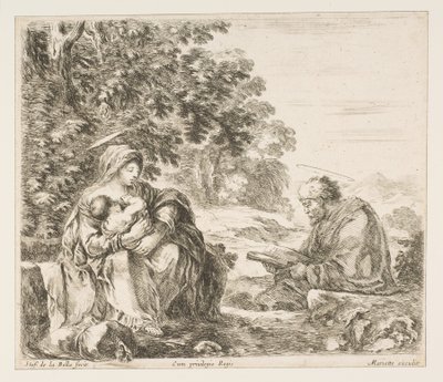 الباقي على الرحلة إلى مصر ، كاليفورنيا. 1649. بواسطة ستيفانو ديلا بيلا