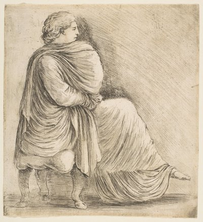 امرأة جالسة في الملف الشخصي بعد الإغاثة العتيقة باس ، كاليفورنيا. 1660. بواسطة ستيفانو ديلا بيلا