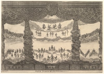المشهد السادس ، السماوات ، من زواج الآلهة Le nozze degli Dei ، 1637. بواسطة ستيفانو ديلا بيلا