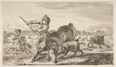 الأيل في الخليج ، من صيد الحيوانات يصطاد الحيوانات المختلفة ، كاليفورنيا. 1654. بواسطة ستيفانو ديلا بيلا