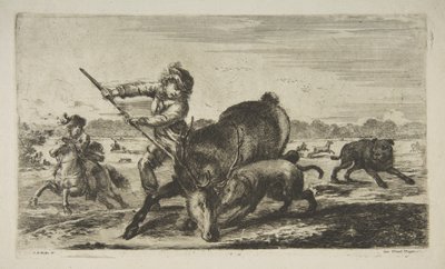 الأيل في الخليج ، من صيد الحيوانات يصطاد الحيوانات المختلفة ، كاليفورنيا. 1654. بواسطة ستيفانو ديلا بيلا