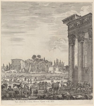 معبد أنتونينوس وكامبو فاتسينو ، 1656. بواسطة ستيفانو ديلا بيلا