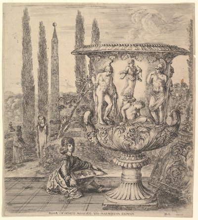 إناء ميديشي ، إناء كبير إلى اليمين مزين بتمثيل تضحية ... ، 1656. بواسطة ستيفانو ديلا بيلا