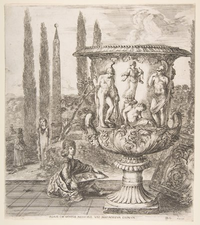 إناء ميديشي ، إناء كبير إلى اليمين مزين بتمثيل تضحية ... ، 1656. بواسطة ستيفانو ديلا بيلا