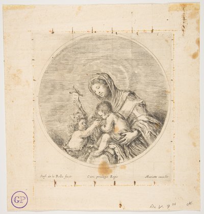 العذراء والطفل مع القديس يوحنا ، تكوين دائري ، كاليفورنيا. 1641. بواسطة ستيفانو ديلا بيلا