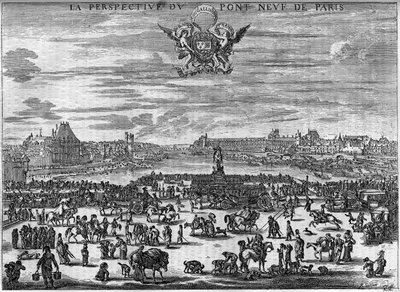 أرض بونت نيوف دي باريس عام 1646 بعد نقش ديلا بيلا. بواسطة ستيفانو ديلا بيلا