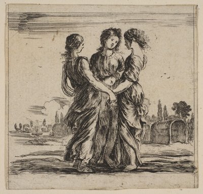 النعم الثلاثة ، من "لعبة الأساطير" Jeu de la Mythologie ، 1644. بواسطة ستيفانو ديلا بيلا