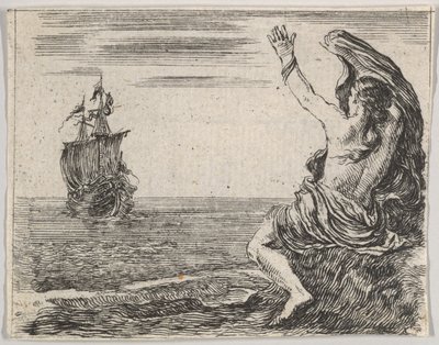 ثيسيوس وأريادن ، من Game of Mythology Jeu de la Mythologie ، 1644. بواسطة ستيفانو ديلا بيلا