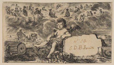 صفحة العنوان: كيوبيد ، من Game of Mythology Jeu de la Mythologie ، 1644. بواسطة ستيفانو ديلا بيلا