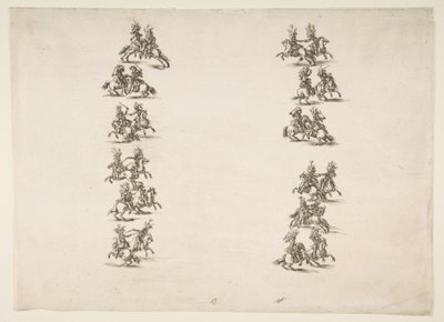 أربعة وعشرون من الفرسان يتقاتلون في عمودين ، 1652. بواسطة ستيفانو ديلا بيلا