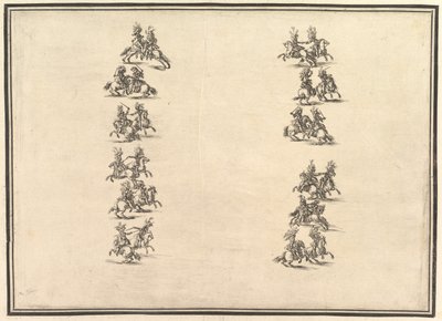 أربعة وعشرون راكباً يتنافسون ويشكلون عمودين ، من La Gara delle Stagioni ، 1652. بواسطة ستيفانو ديلا بيلا