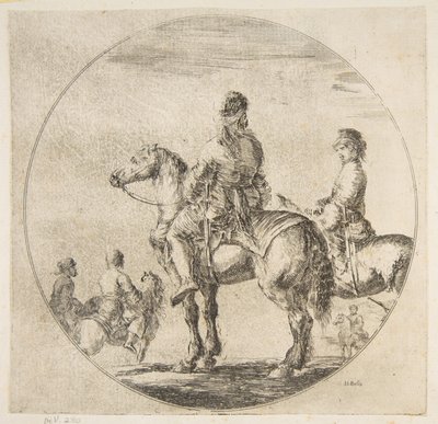 اثنين من الفرسان البولنديين مع خيولهم التي تواجه اليسار ، من Figures on Horseback Cavali ... ، كاليفورنيا. 1651. بواسطة ستيفانو ديلا بيلا