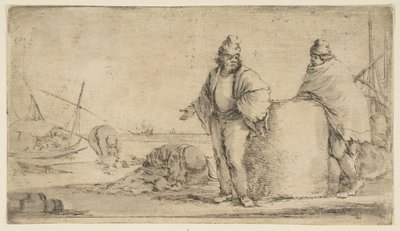 اثنين من البحارة مع بالة البضائع ، كاليفورنيا. 1662. بواسطة ستيفانو ديلا بيلا