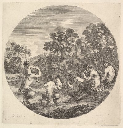 ساترين وفون يجلسان على اليمين لرؤية طفلين ساتير وآخر ساتر مع ... ، كاليفورنيا. 1643-48. بواسطة ستيفانو ديلا بيلا