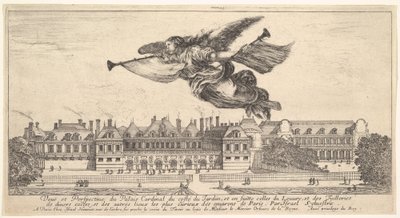 منظر لقصر الكاردينال ، صورة الشهرة في أعلى المركز تحلق في اتجاه اليسار ... ، 1649-51. بواسطة ستيفانو ديلا بيلا