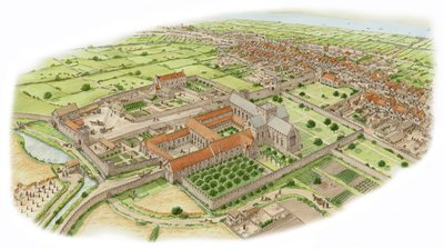 دير القديس توماس، دبلن، دبلن، حوالي 1475-1525 (حبر وألوان مائية) بواسطة ستيفن كونلين