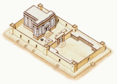 الهيكل الثاني، القدس، حوالي 19 ق.م - 70 م (حبر وألوان مائية) بواسطة ستيفن كونلين
