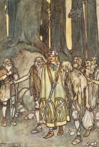 وفي تلك الليلة ، كان هناك احتفال وفرح في الكوخ المنعزل ، وهو رسم توضيحي من كتاب `` الأفعال السامية للفنلنديين والرومانسية البردية الأخرى في أيرلندا القديمة 