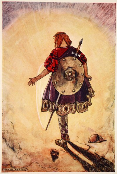 يتبع كوتشولين العجلة الساطعة ، رسم توضيحي من "كوتشولين ، كلب الصيد في أولستر" ، بقلم إليانور هال (1860-1935) بواسطة ستيفن ريد