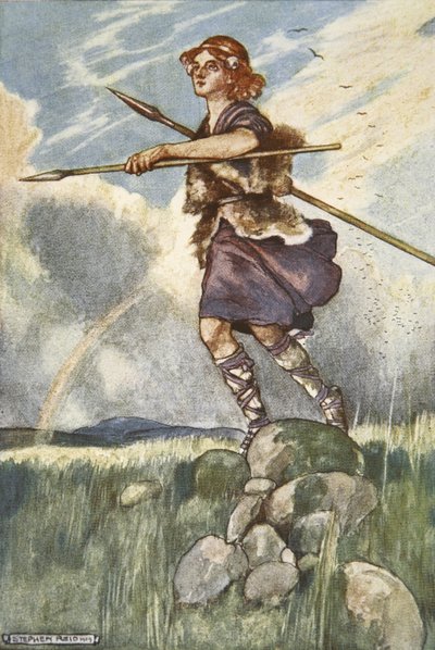 انطلق كوتشولين إلى Emain Macha ، رسم توضيحي من "Cuchulain ، The Hound of Ulster" ، بقلم إليانور هال (1860-1935) بواسطة ستيفن ريد