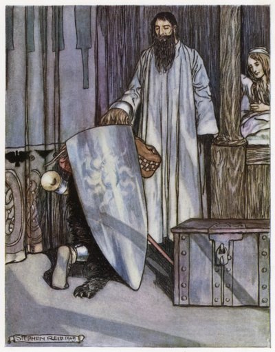 رسم توضيحي لـ Siegfried the Dragon-Slayer (لون ليثو) بواسطة ستيفن ريد