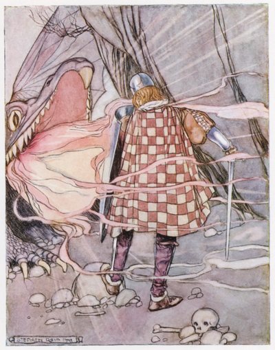 رسم توضيحي لـ Siegfried the Dragon-Slayer (لون ليثو) بواسطة ستيفن ريد
