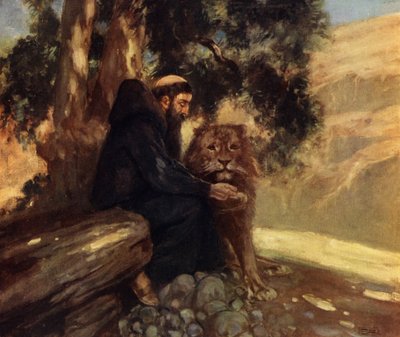 القديس جيروم والأسد (لون ليثو) بواسطة ستيفن ريد