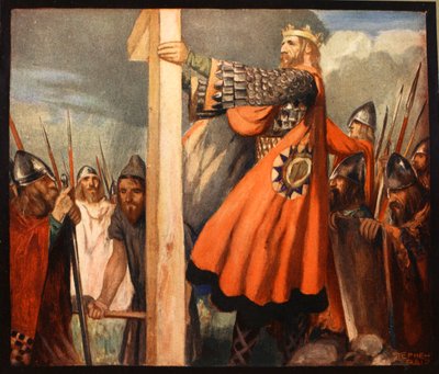 القديس أوزوالد، رسم توضيحي من "الجيش العظيم" بقلم وينيفريد إم ليتس، حانة. 1912 (ليثو ملون) بواسطة ستيفن ريد
