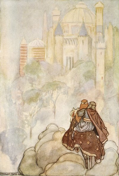 ركبوا إلى قصر فخم ، رسم توضيحي من `` The High Deeds of Finn ، وغيرها من رومانسيات بارديك في أيرلندا القديمة 
