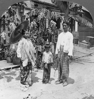 الأسرة البورمية ، رانجون ، بورما ، 1908 بواسطة شركة السفر ستيريو