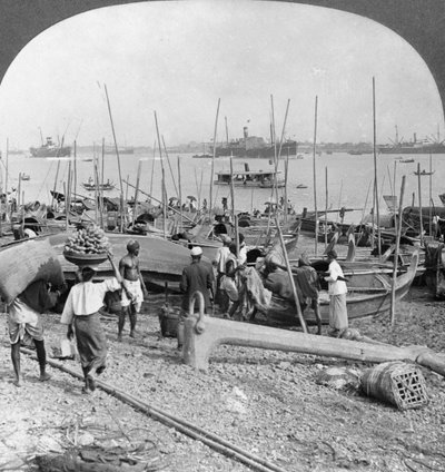 ميناء رانغون على نهر إيراوادي ، بورما ، 1908 بواسطة شركة السفر ستيريو