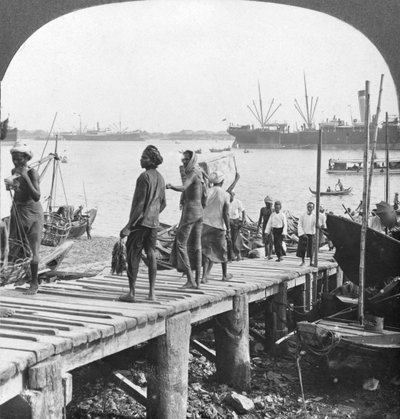 مرحلة الهبوط على نهر إيراوادي ، رانغون ، بورما ، 1908 بواسطة شركة السفر ستيريو