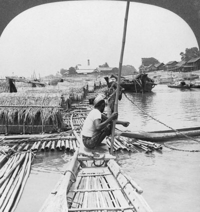طوافات على نهر إيراوادي ، ماندالاي ، بورما ، 1908. بواسطة شركة السفر ستيريو