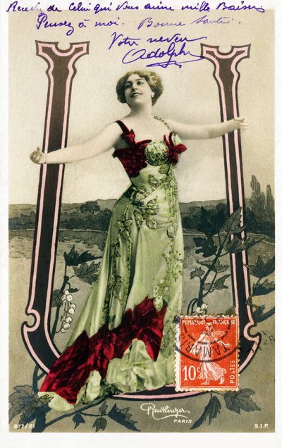 U: أوليف هايجيت ، ممثلة إنجليزية من la Belle Epoque - الأبجدية في بطاقة بريدية بواسطة استوديو Reutlinger