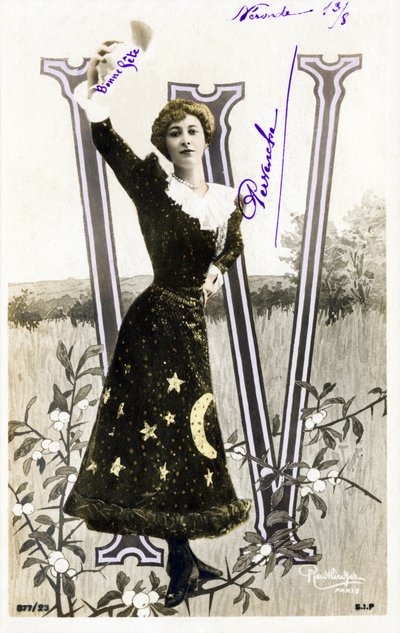 W: Liane De Pougy ، راقص وكورستيزاني من La Belle Epoque - الأبجدية في بطاقة بريدية بواسطة استوديو Reutlinger