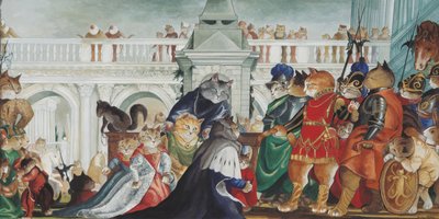 رسم توضيحي من Cats Galore! خلاصة وافية للقطط المثقفة (نشر عام 2015) بواسطة سوزان هربرت