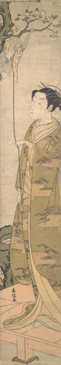 امرأة تلعب مع قرد تسلق شجرة ، كاليفورنيا. 1770. ، كاليفورنيا. 1770. بواسطة سوزوكي هارونوبو