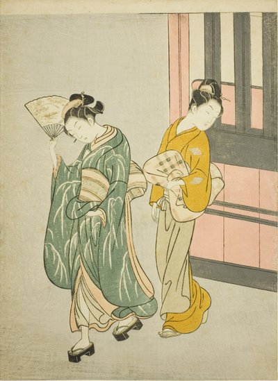 Clearing Breeze from a Fan (Ogi no Seiran) ، من مسلسل "Eight Views of the Parlor (Zashiki hakkei)" بواسطة سوزوكي هارونوبو